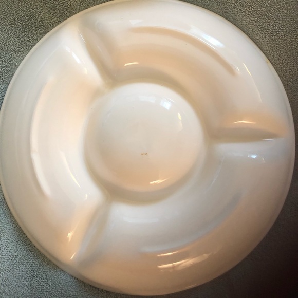 Vintage Tidbit Divided Round Serving Tray in Basket 9” - Picture 4 of 7